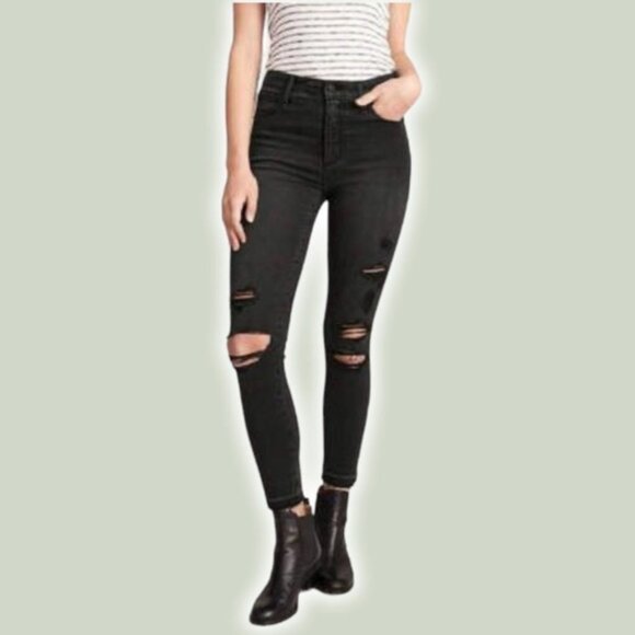 Abercrombie & Fitch High Rise Simone Distressed Slim Jeans  Sz 27 - Picture 1 of 6